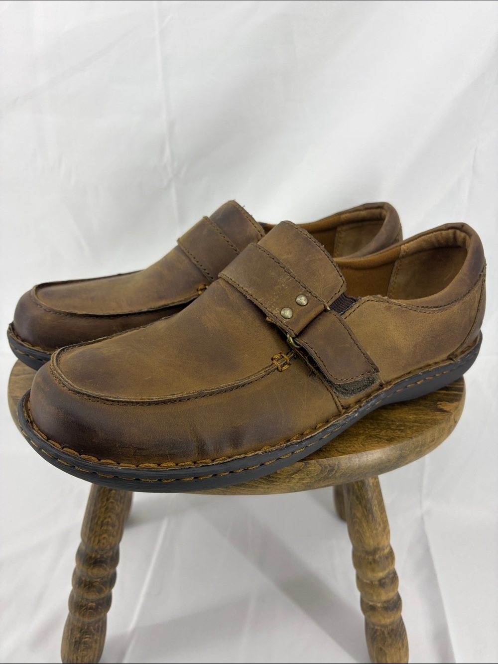 boc by Born Womens Brown Distressed Leather Slip-on Casual Buckle Loafers, sz 11